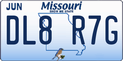 MO license plate DL8R7G