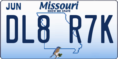 MO license plate DL8R7K