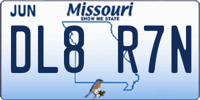 MO license plate DL8R7N