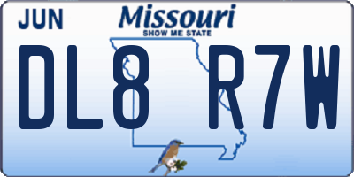 MO license plate DL8R7W