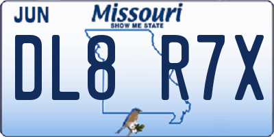 MO license plate DL8R7X