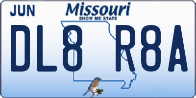 MO license plate DL8R8A