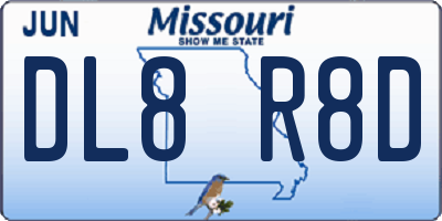 MO license plate DL8R8D