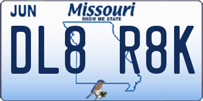 MO license plate DL8R8K
