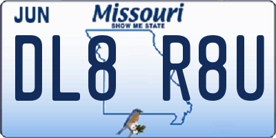 MO license plate DL8R8U