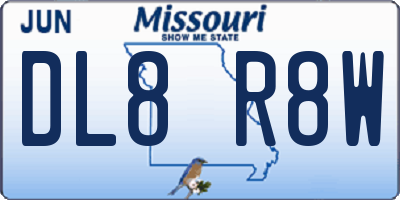 MO license plate DL8R8W