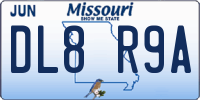 MO license plate DL8R9A