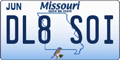 MO license plate DL8S0I