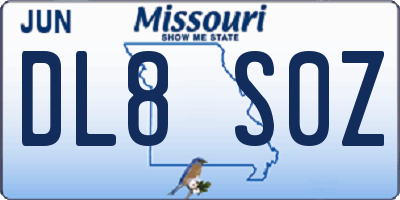 MO license plate DL8S0Z