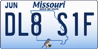 MO license plate DL8S1F