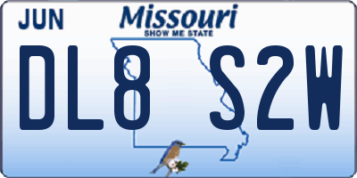 MO license plate DL8S2W