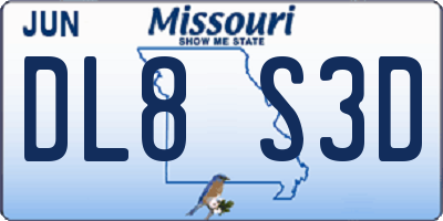 MO license plate DL8S3D