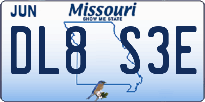 MO license plate DL8S3E