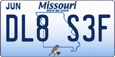 MO license plate DL8S3F