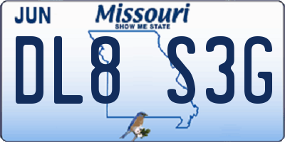 MO license plate DL8S3G