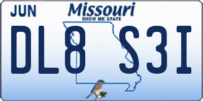 MO license plate DL8S3I