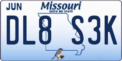 MO license plate DL8S3K