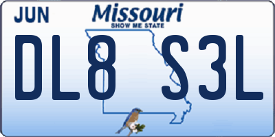 MO license plate DL8S3L