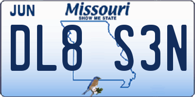 MO license plate DL8S3N