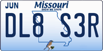 MO license plate DL8S3R