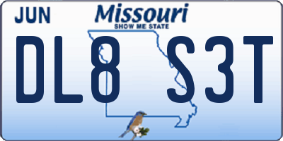 MO license plate DL8S3T