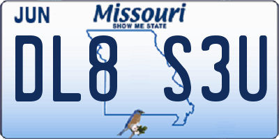 MO license plate DL8S3U