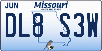 MO license plate DL8S3W