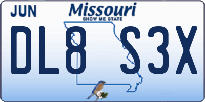 MO license plate DL8S3X