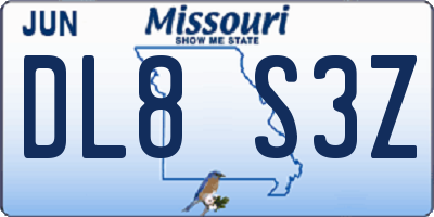 MO license plate DL8S3Z