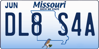 MO license plate DL8S4A