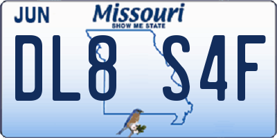 MO license plate DL8S4F