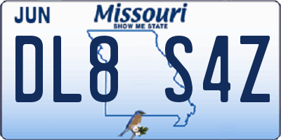 MO license plate DL8S4Z