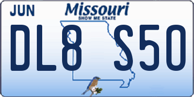 MO license plate DL8S5O