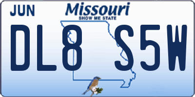 MO license plate DL8S5W