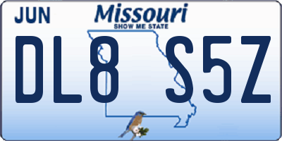 MO license plate DL8S5Z