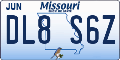 MO license plate DL8S6Z
