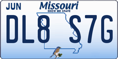 MO license plate DL8S7G