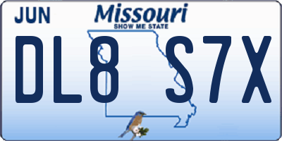MO license plate DL8S7X
