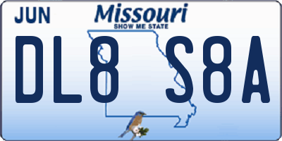 MO license plate DL8S8A