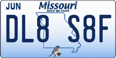 MO license plate DL8S8F