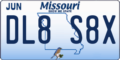 MO license plate DL8S8X