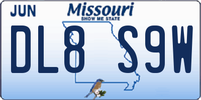 MO license plate DL8S9W