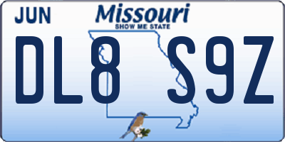 MO license plate DL8S9Z