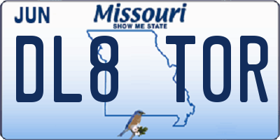 MO license plate DL8T0R
