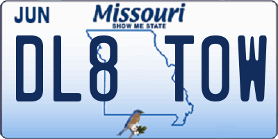 MO license plate DL8T0W