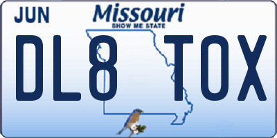 MO license plate DL8T0X