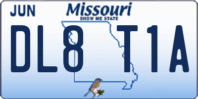 MO license plate DL8T1A