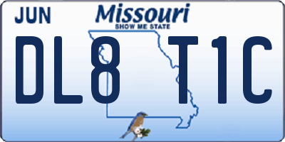 MO license plate DL8T1C