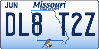 MO license plate DL8T2Z