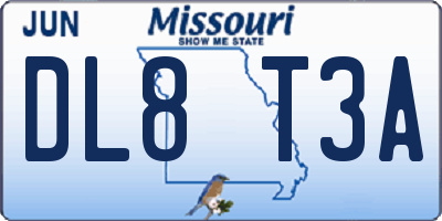 MO license plate DL8T3A